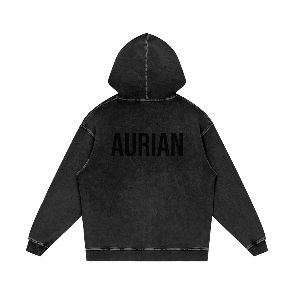 Aurian Snow Washed Loose Cotton Hoodie