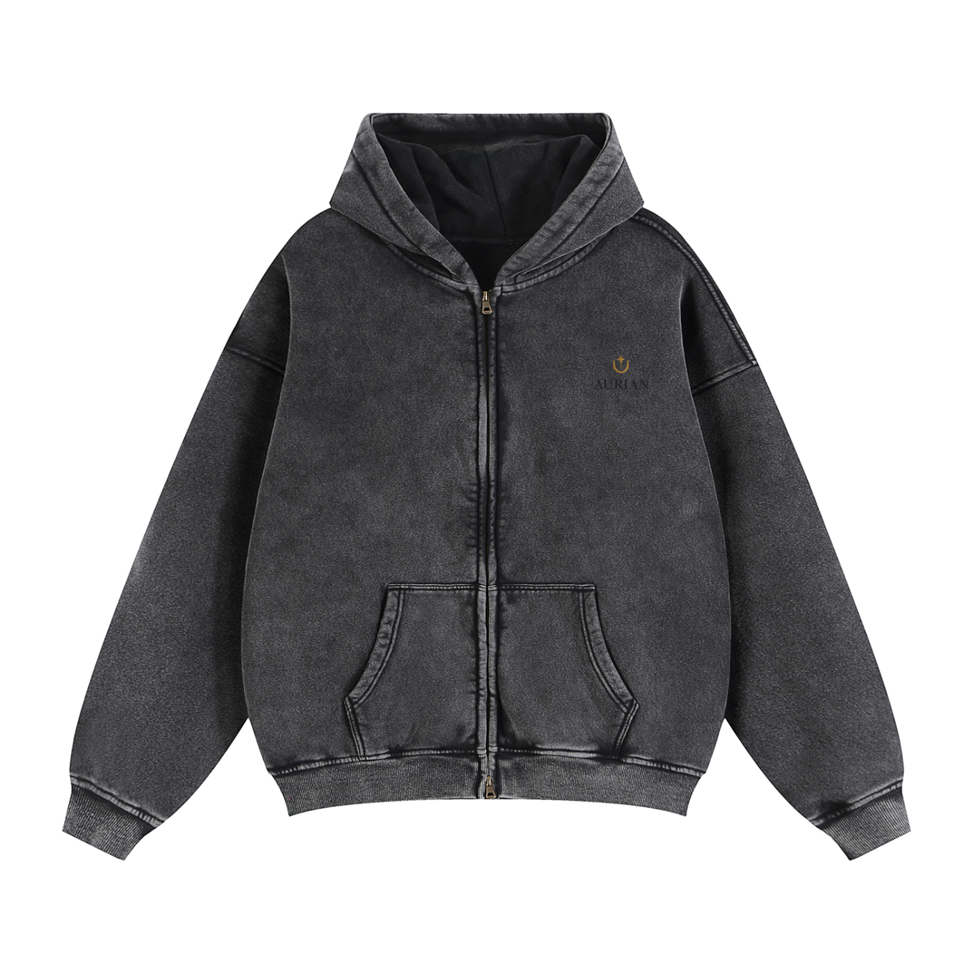 Aurian Zip-Through Boxy Fleece Hoodie