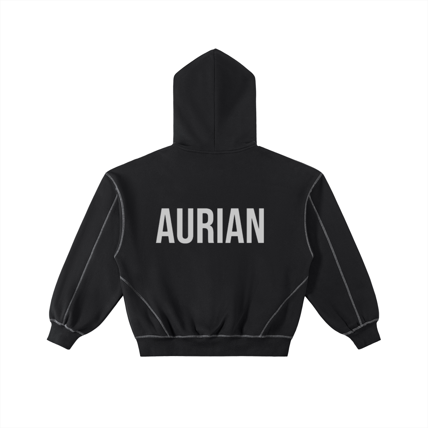 Aurian Contrast-Stitched Boxy Fleece Zip Hoodie