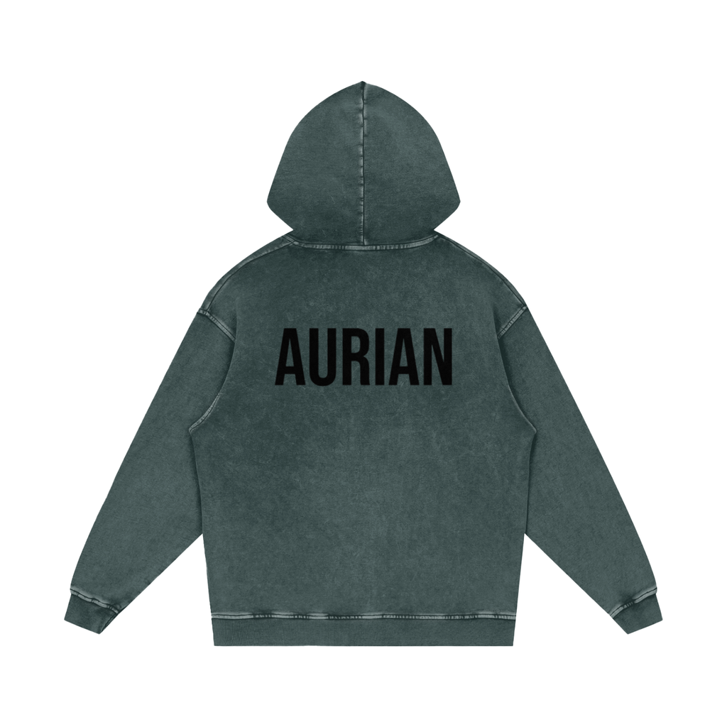 Aurian Snow Washed Loose Cotton Hoodie
