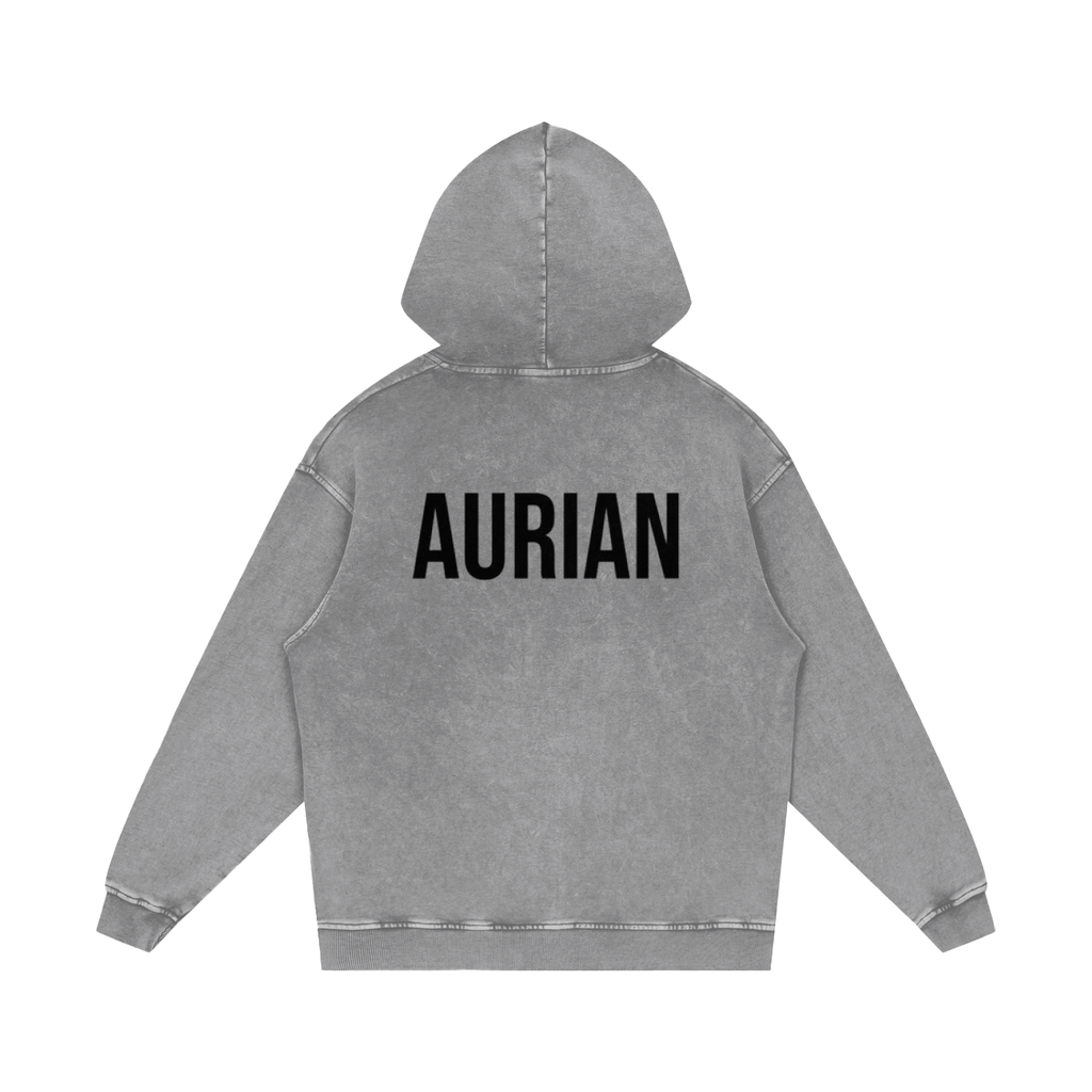 Aurian Snow Washed Loose Cotton Hoodie