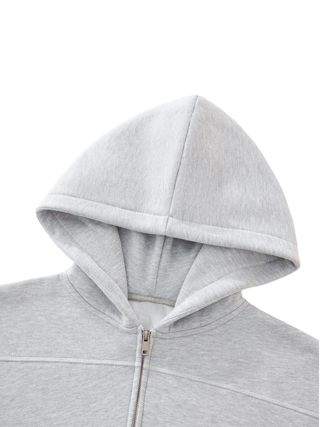 Aurian Contrast-Stitched Boxy Fleece Zip Hoodie